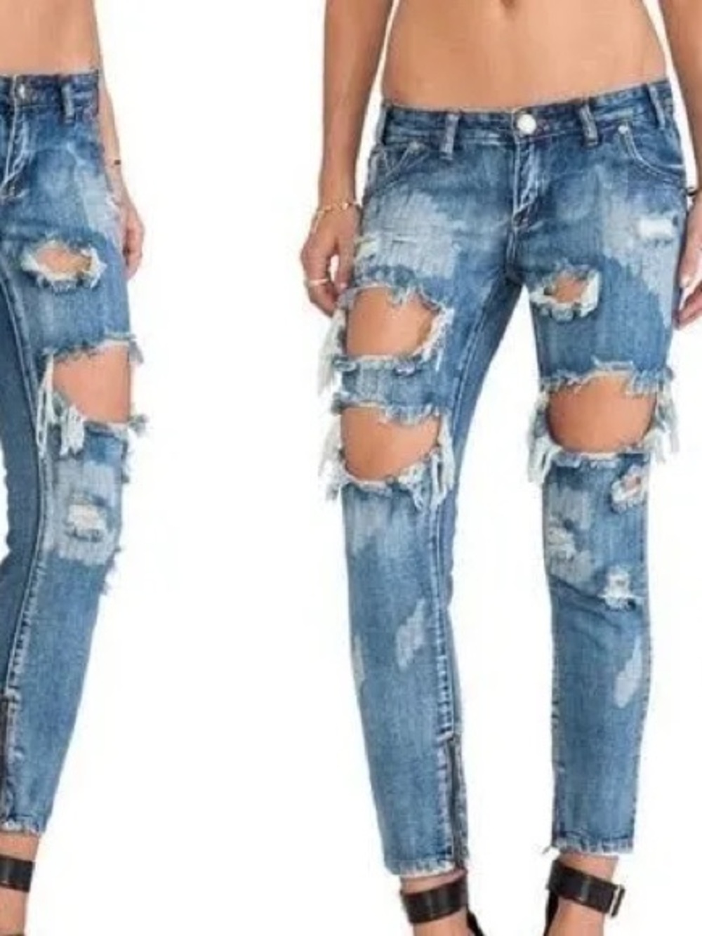 One Teaspoon Trashed FreeBirds Distressed Jeans Size 27